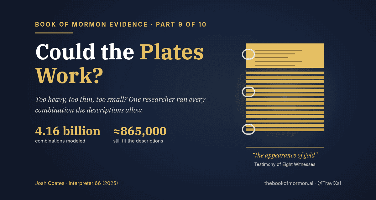 Book of Mormon Evidence, Part 9 of 10: Could the Plates Work?
