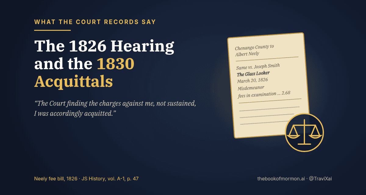 The 1826 Hearing and the 1830 Acquittals: What the Records Say