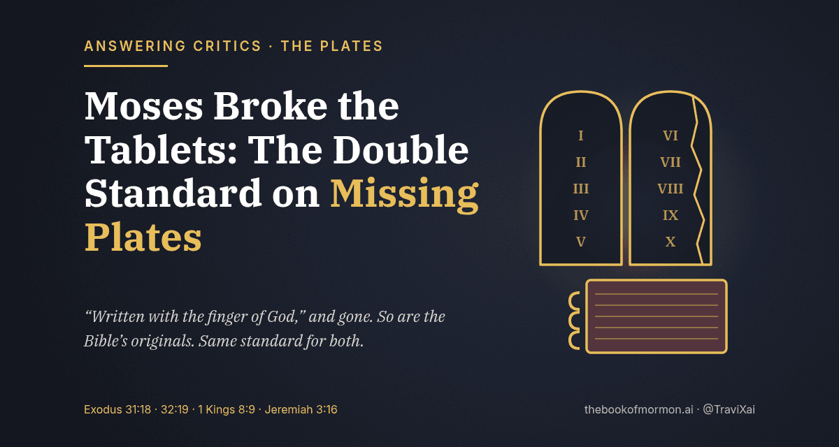 Moses Broke the Tablets: The Double Standard on Missing Plates