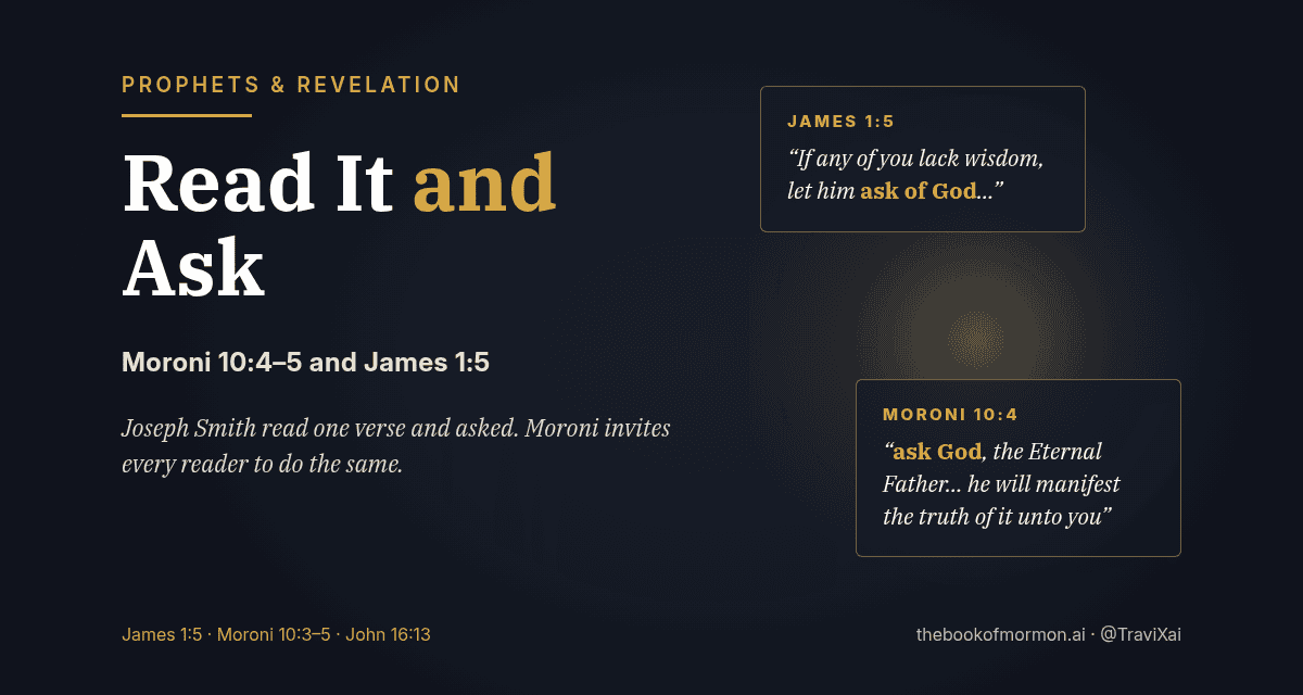 Read It and Ask: Moroni 10:4–5 and James 1:5