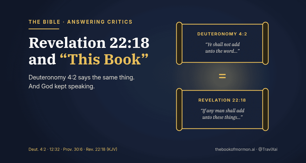 Revelation 22:18 and “This Book”: Deuteronomy 4:2 Says the Same