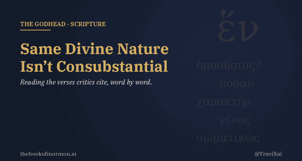 Same Divine Nature Isn’t Consubstantial: Reading the Verses Critics Cite